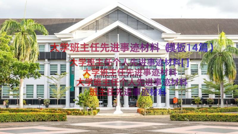 大学班主任先进事迹材料（模板14篇）