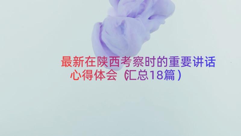 最新在陕西考察时的重要讲话心得体会（汇总18篇）