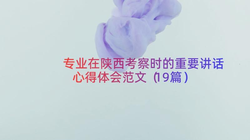 专业在陕西考察时的重要讲话心得体会范文（19篇）