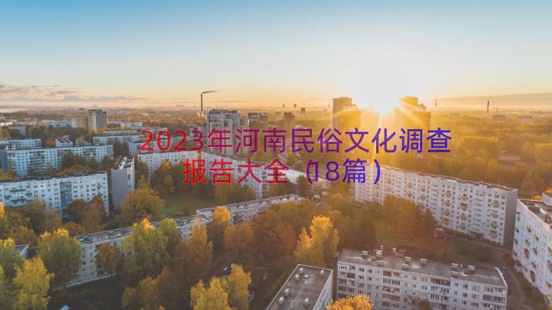 2023年河南民俗文化调查报告大全（18篇）