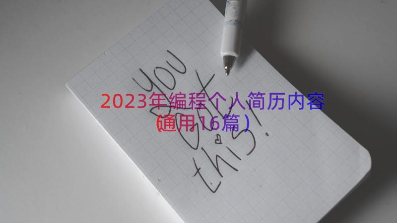 2023年编程个人简历内容（通用16篇）