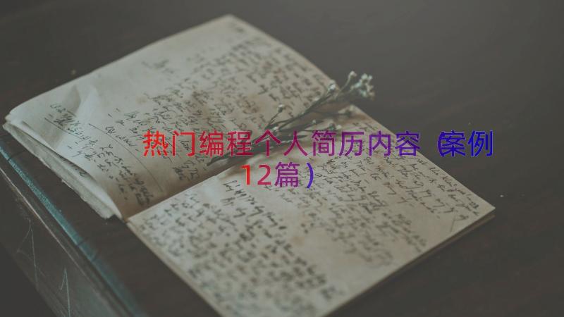 热门编程个人简历内容（案例12篇）