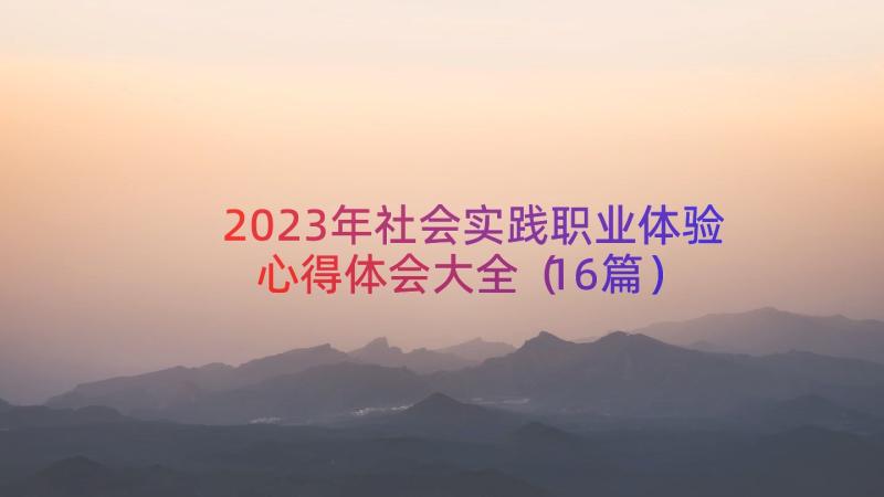 2023年社会实践职业体验心得体会大全（16篇）