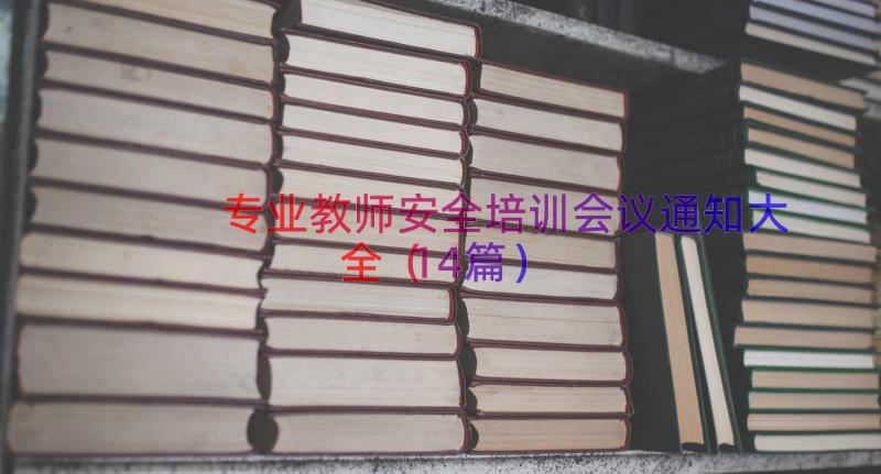 专业教师安全培训会议通知大全（14篇）