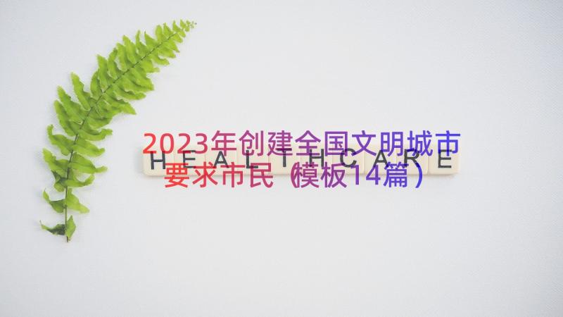 2023年创建全国文明城市要求市民（模板14篇）