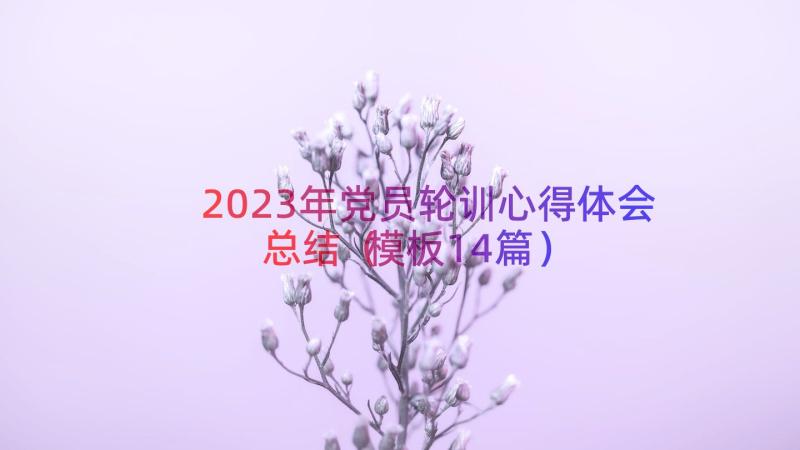 2023年党员轮训心得体会总结（模板14篇）