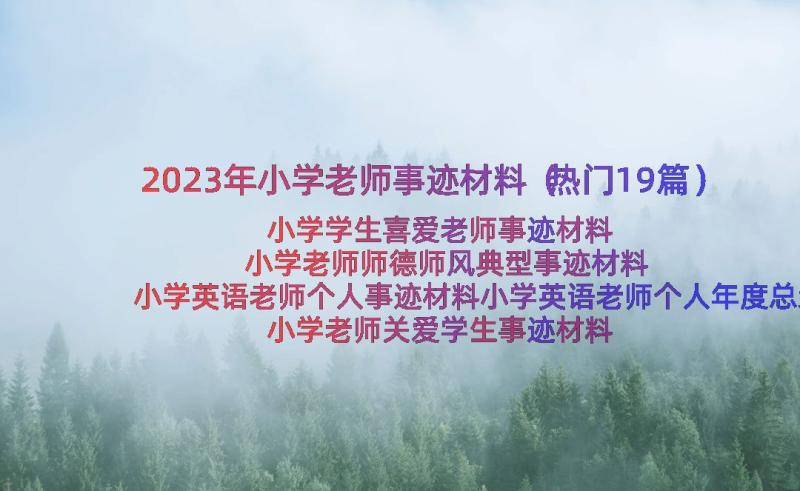 2023年小学老师事迹材料（热门19篇）