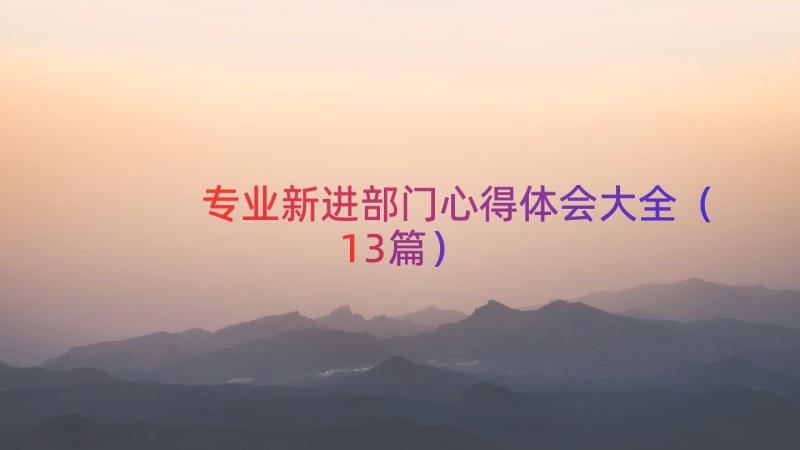 专业新进部门心得体会大全（13篇）