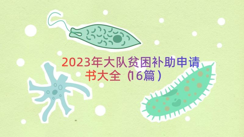 2023年大队贫困补助申请书大全（16篇）