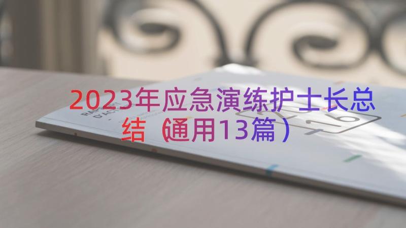 2023年应急演练护士长总结（通用13篇）