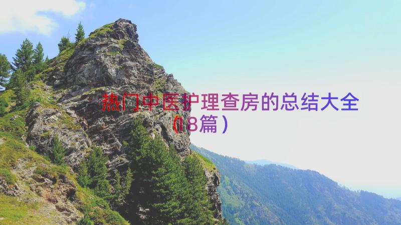 热门中医护理查房的总结大全（18篇）