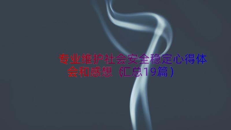 专业维护社会安全稳定心得体会和感想（汇总19篇）