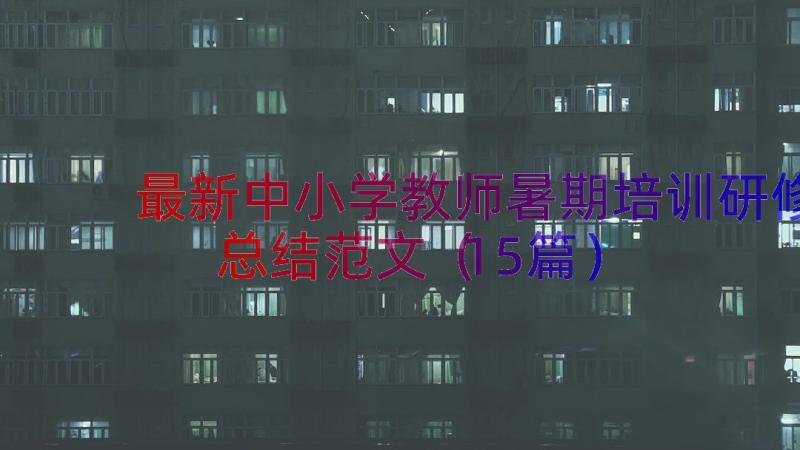 最新中小学教师暑期培训研修总结范文（15篇）