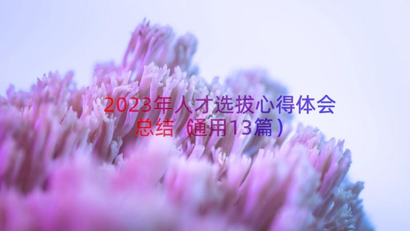 2023年人才选拔心得体会总结（通用13篇）