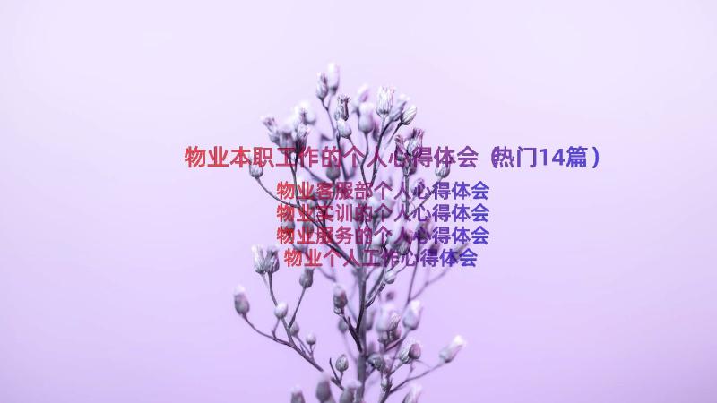 物业本职工作的个人心得体会（热门14篇）