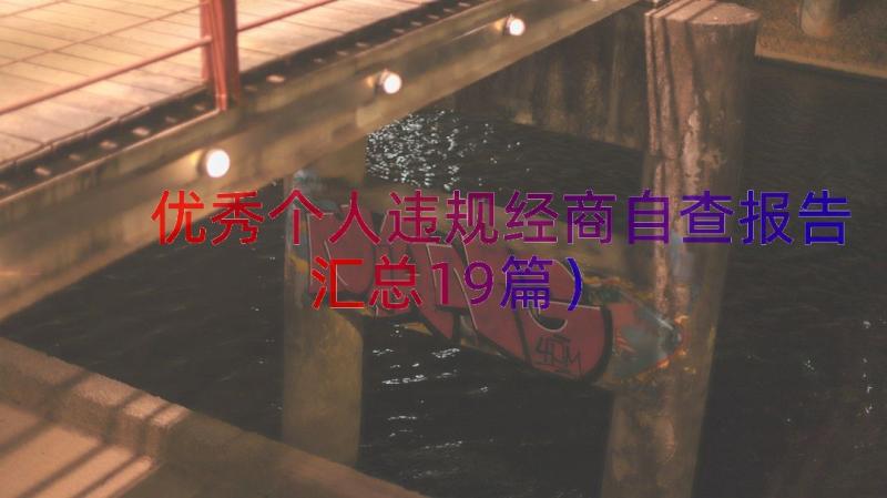 优秀个人违规经商自查报告（汇总19篇）