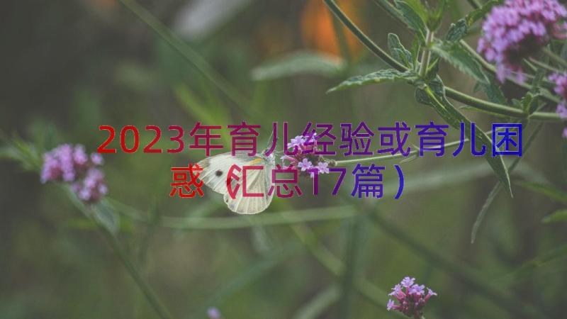 2023年育儿经验或育儿困惑（汇总17篇）