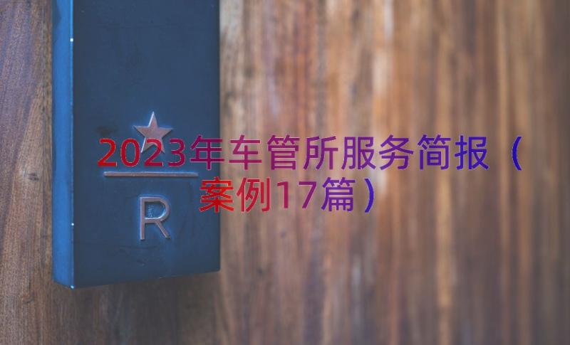 2023年车管所服务简报（案例17篇）