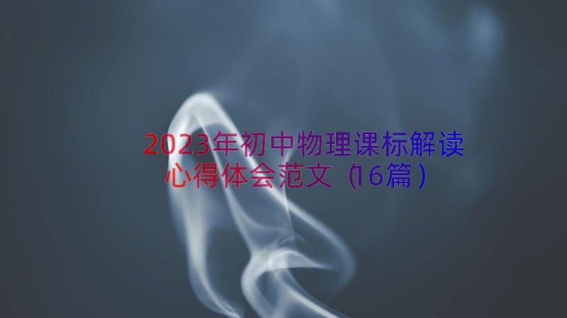 2023年初中物理课标解读心得体会范文（16篇）