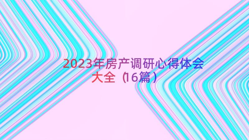 2023年房产调研心得体会大全（16篇）