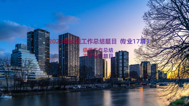 2023年级组工作总结题目（专业17篇）