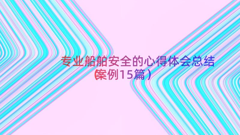 专业船舶安全的心得体会总结（案例15篇）