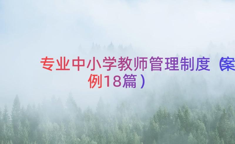 专业中小学教师管理制度（案例18篇）