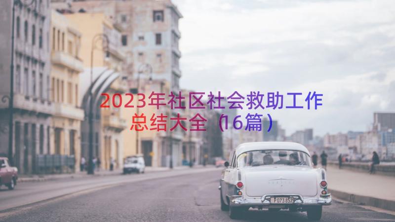 2023年社区社会救助工作总结大全（16篇）