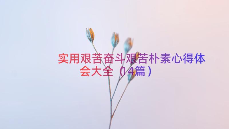 实用艰苦奋斗艰苦朴素心得体会大全（14篇）