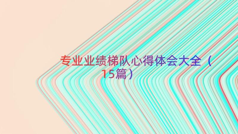 专业业绩梯队心得体会大全（15篇）