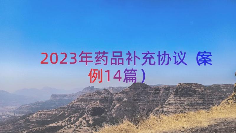 2023年药品补充协议（案例14篇）