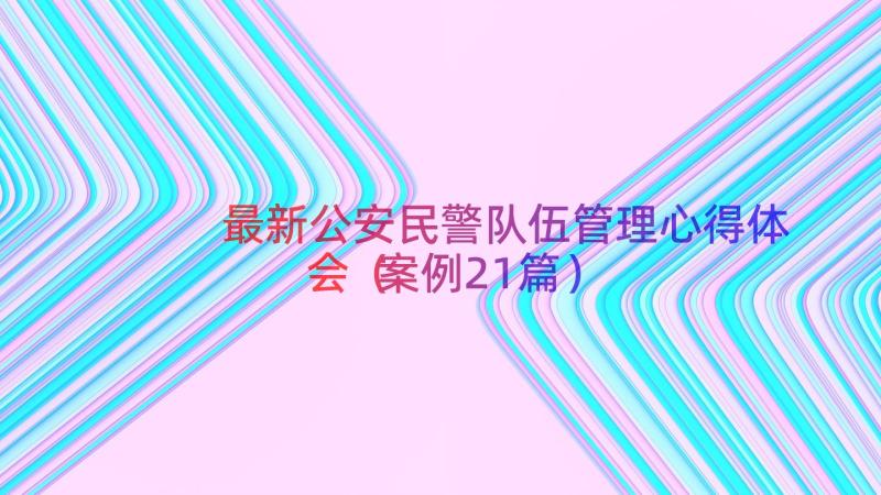 最新公安民警队伍管理心得体会（案例21篇）