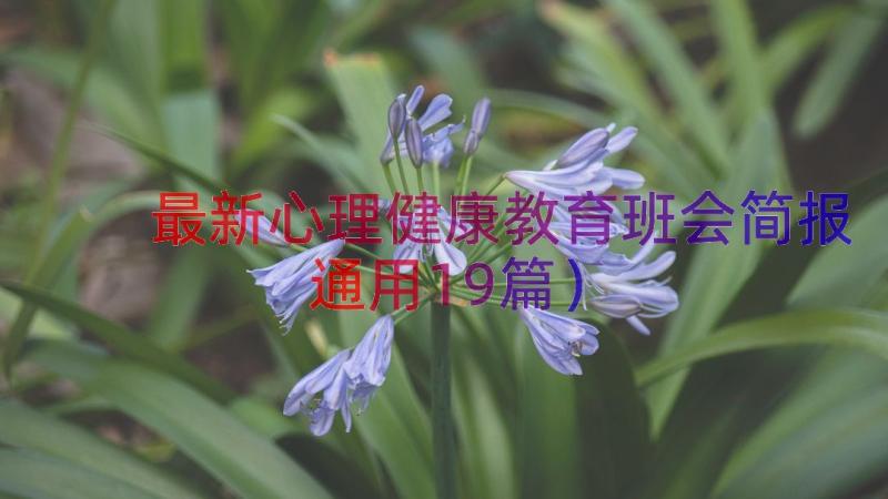 最新心理健康教育班会简报（通用19篇）