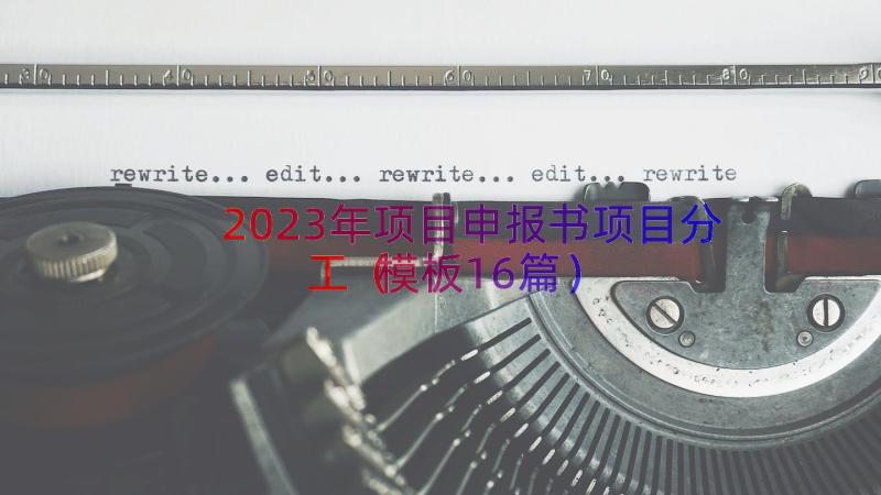 2023年项目申报书项目分工（模板16篇）