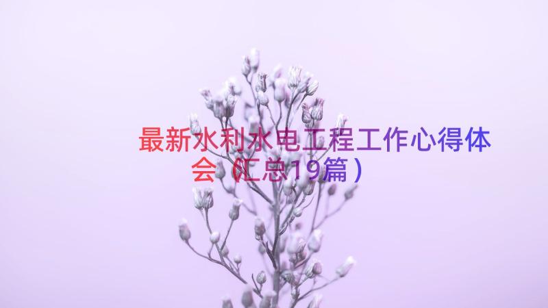 最新水利水电工程工作心得体会（汇总19篇）