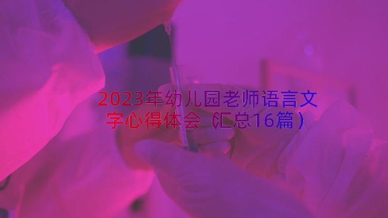 2023年幼儿园老师语言文字心得体会（汇总16篇）