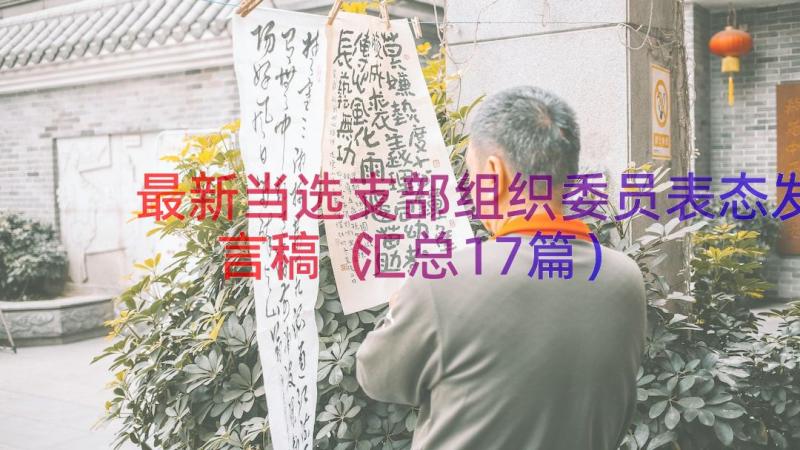 最新当选支部组织委员表态发言稿（汇总17篇）