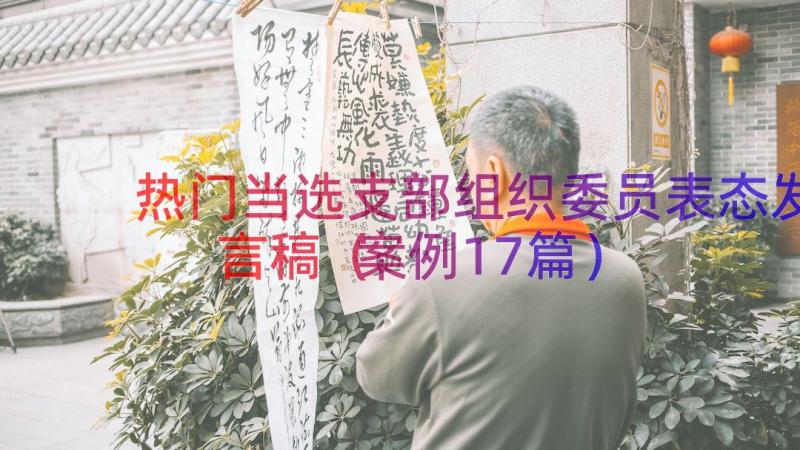 热门当选支部组织委员表态发言稿（案例17篇）