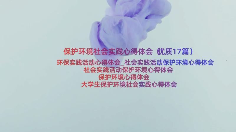 保护环境社会实践心得体会（优质17篇）