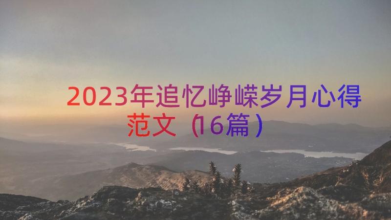 2023年追忆峥嵘岁月心得范文（16篇）