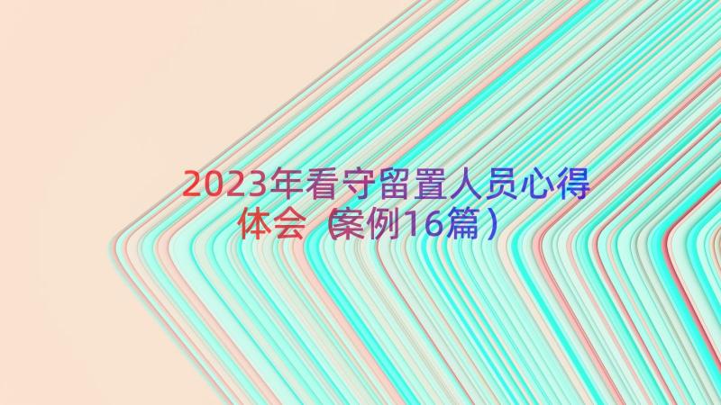 2023年看守留置人员心得体会（案例16篇）