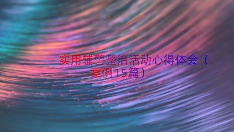 实用辅警整治活动心得体会（案例15篇）