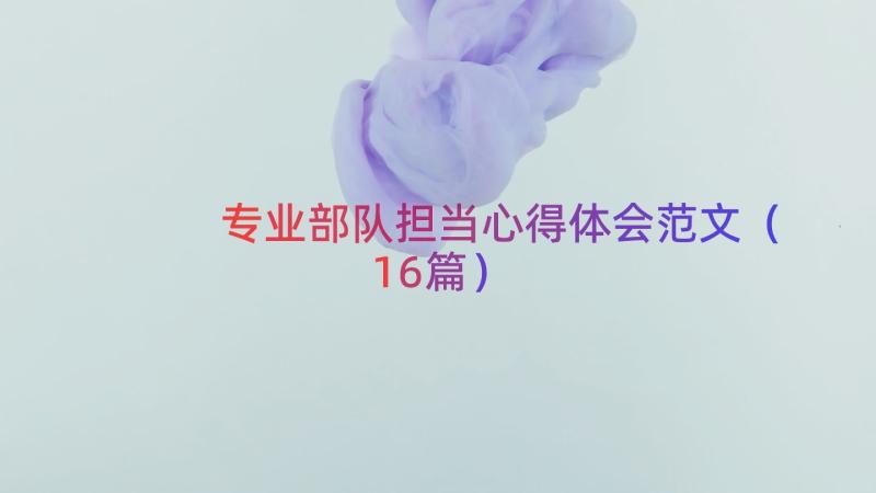 专业部队担当心得体会范文（16篇）