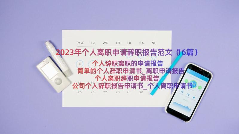 2023年个人离职申请辞职报告范文（16篇）