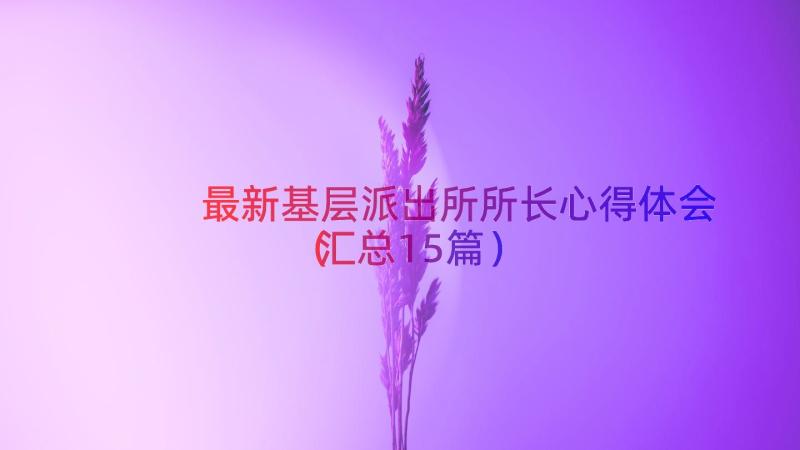 最新基层派出所所长心得体会（汇总15篇）