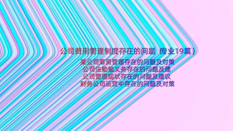 公司费用管理制度存在的问题（专业19篇）