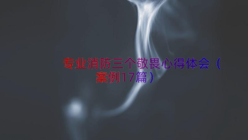 专业消防三个敬畏心得体会（案例17篇）