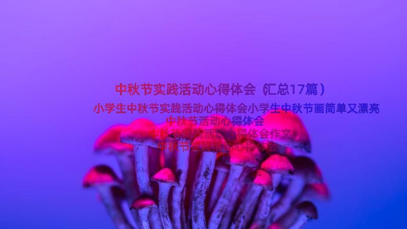 中秋节实践活动心得体会（汇总17篇）