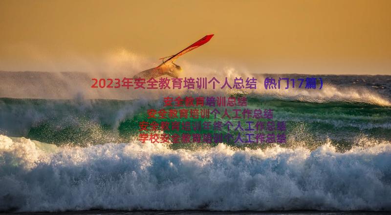 2023年安全教育培训个人总结（热门17篇）