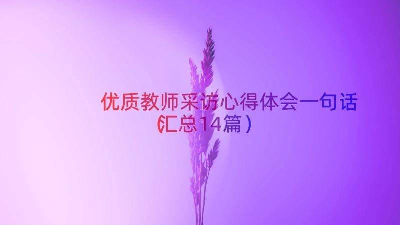 优质教师采访心得体会一句话（汇总14篇）